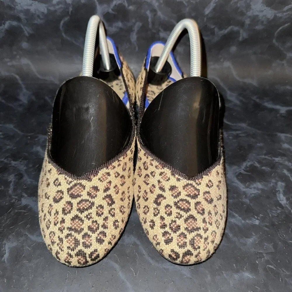 Rothy's The Flat Cheetah Print Knit Slip On Ballet Flats Shoe Womens Size 8.5